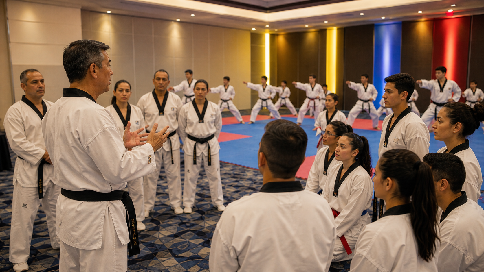 Practicantes de Taekwondo con dobok como referencia a identidad, formación y comunidad GTTF Colombia